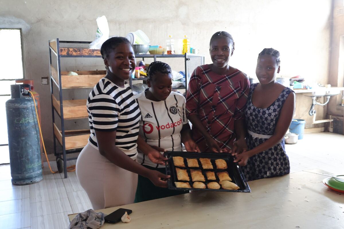 Team with freshly baked goods